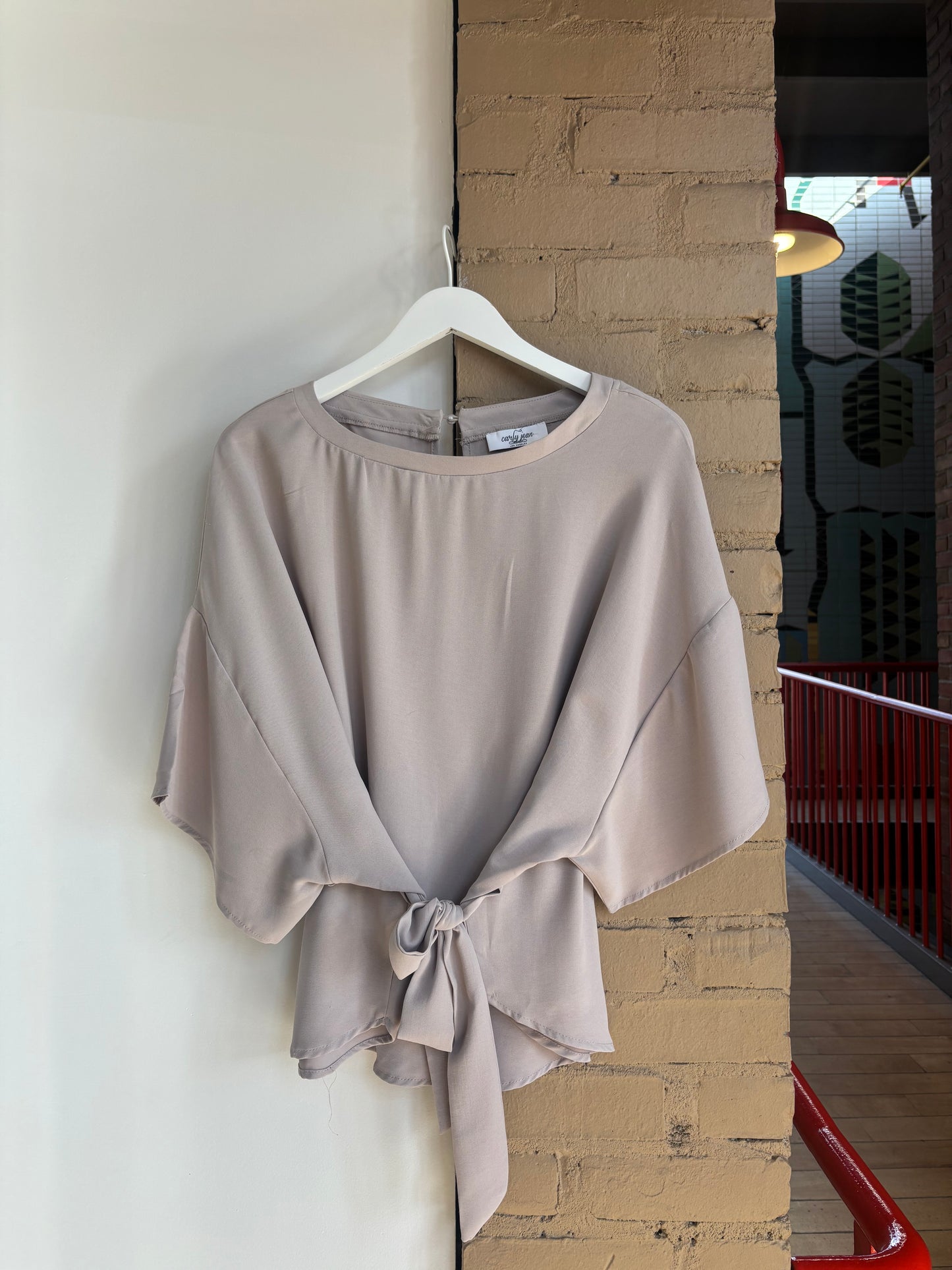 Booth 10 Taupe Tie Front Blouse (M)