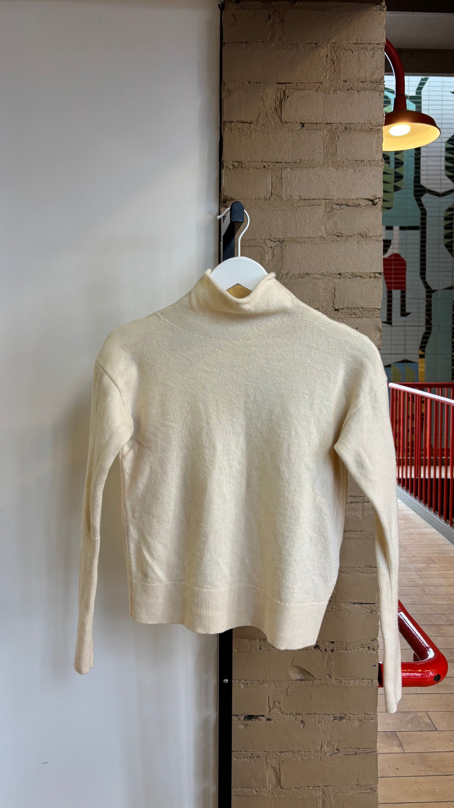 Booth 11 Wilfred Ivory Turtleneck Merino Wool Sweater (S)