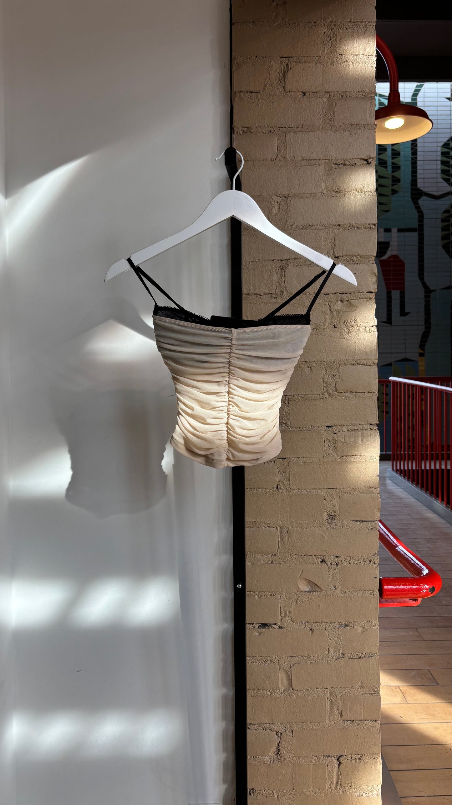 Booth 16 White Fox Cream Ruched Top (XXS)