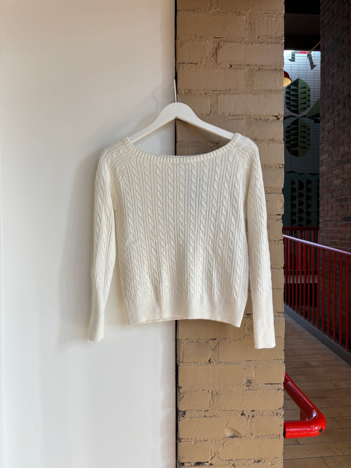 Booth 8 Brandy Melville White Cable Knit Sweater (XS/S)