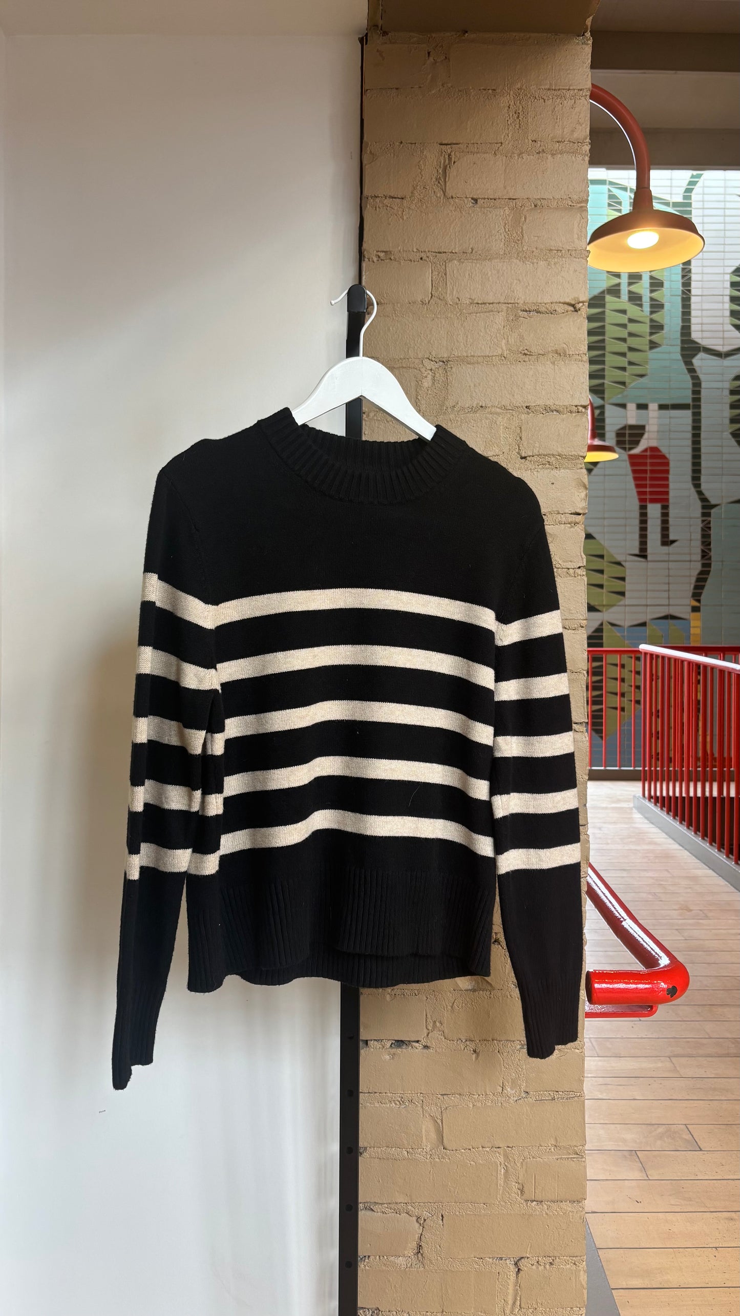 Booth 3 A New Day Black and Ivory Striped Sweater (M)