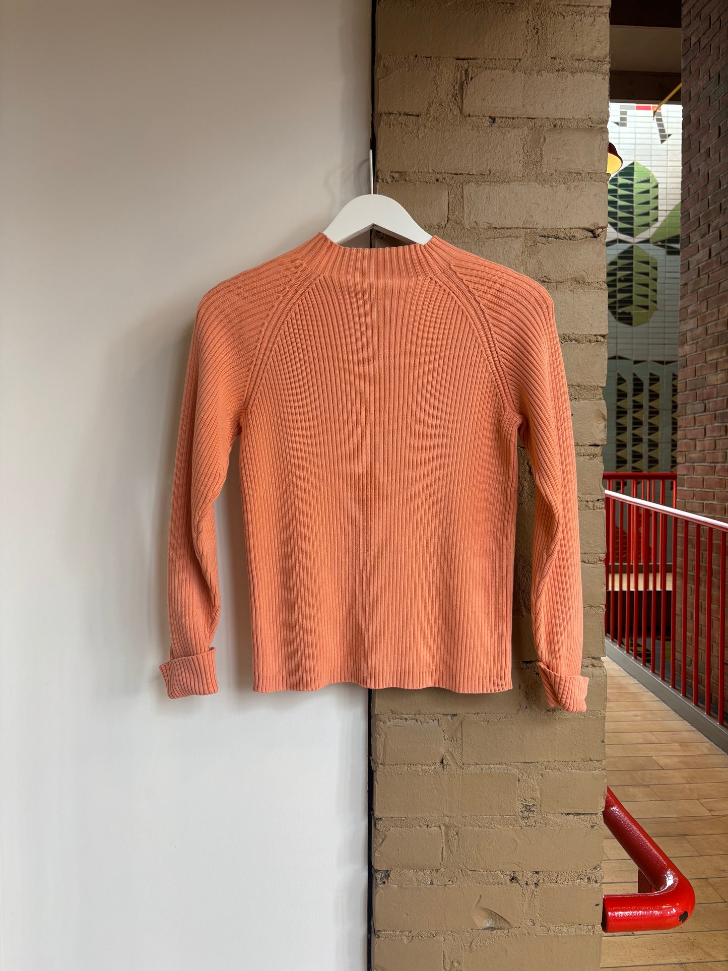 Booth 1 Salmon 100% Cotton Mock Neck Long Sleeve (S)