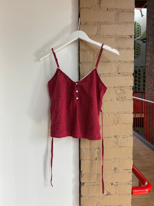 Booth 16 Brandy Plaid Tie Tank (OS/XS/S)