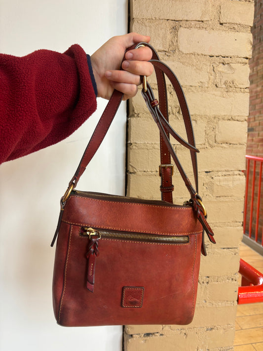 Booth #6: “Dooney Bourke” Red-Orange Leather Shoulder Strap Purse