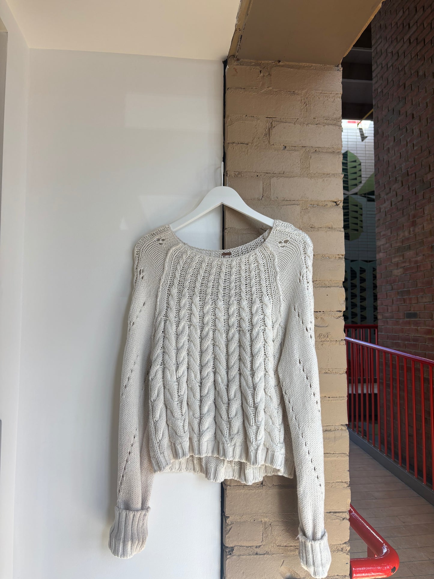 Booth 1 Free People Sandre Cable Stitch Pullover Sweater (L)