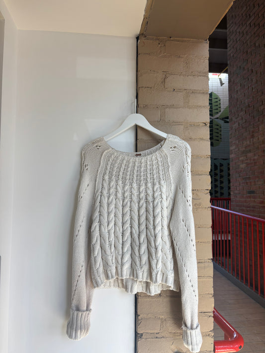 Booth 1 Free People Sandre Cable Stitch Pullover Sweater (L)