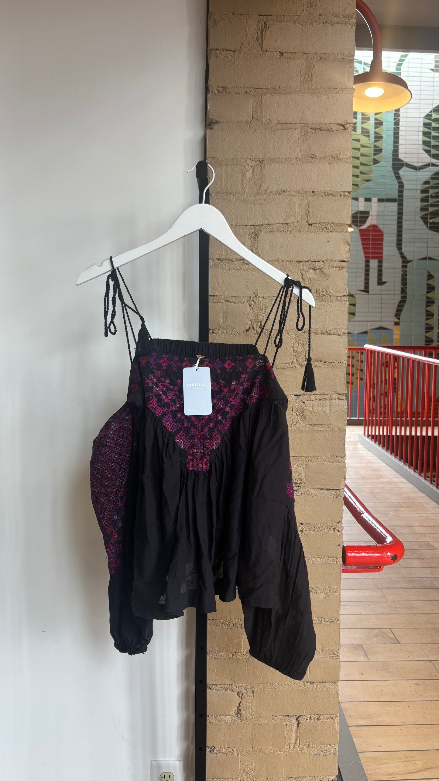 Booth 11 Off The Shoulder Free People Top Purple Black (M)