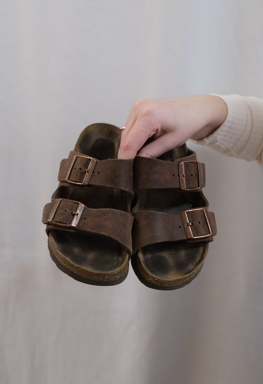 Booth 12- Birkenstocks Brown Sandals (38/7)