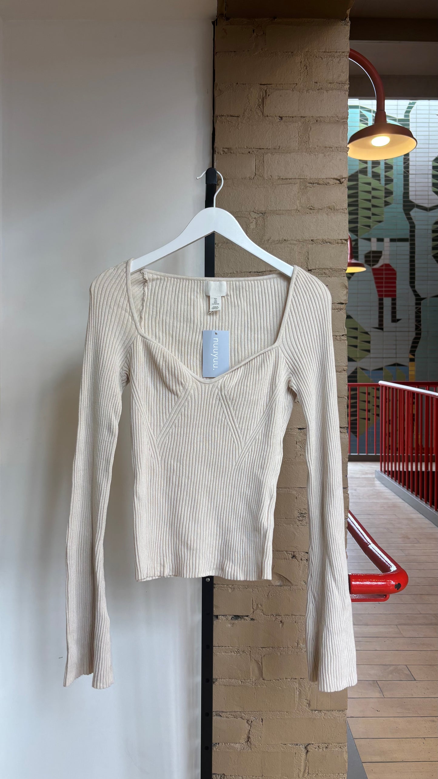 Booth 4: Cream Long Sleeve H&M Top (L)