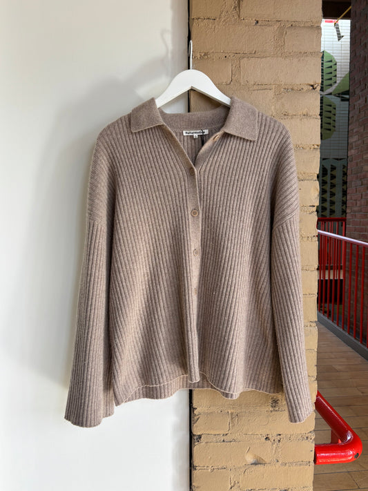 Booth 17 Reformation Fantino Cashmere Collared Cardigan in Oatmeal (S/M)