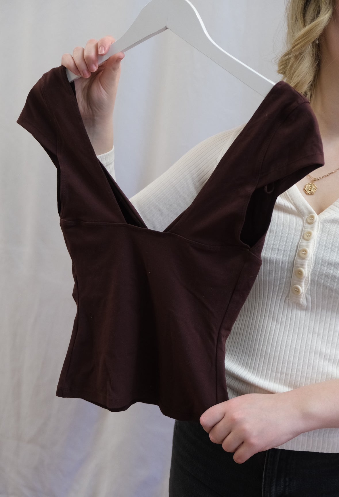 Booth 1 Burgundy Free People V Neck Top (S)