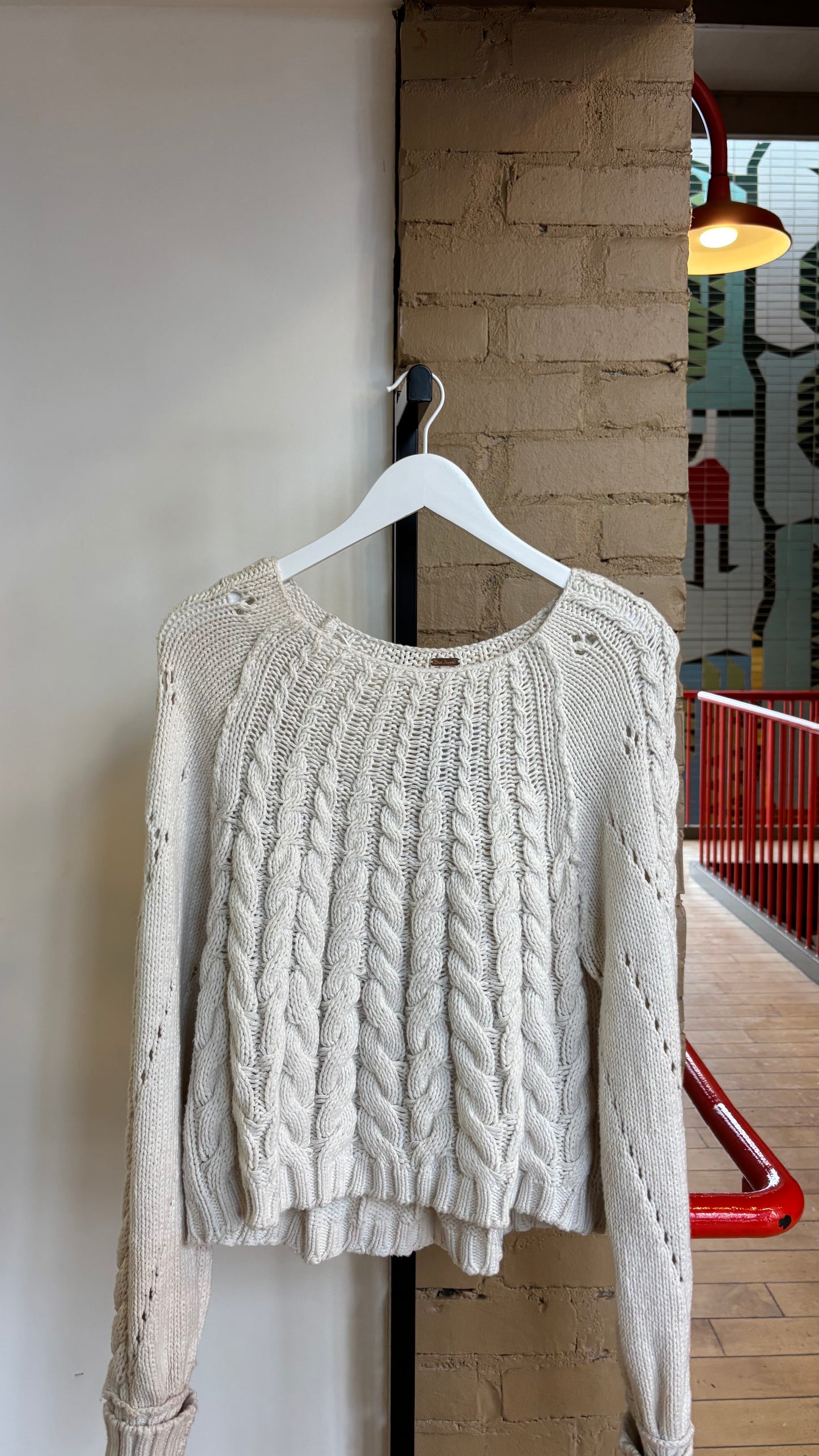 Booth 1 Free People Sandre Cable Stitch Pullover Sweater (L)