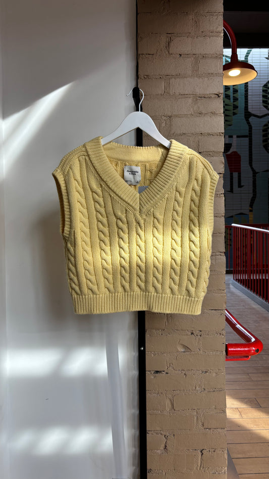 Booth 19 Abercrombie Yellow Oversized Cable Knit Vest (S-M)