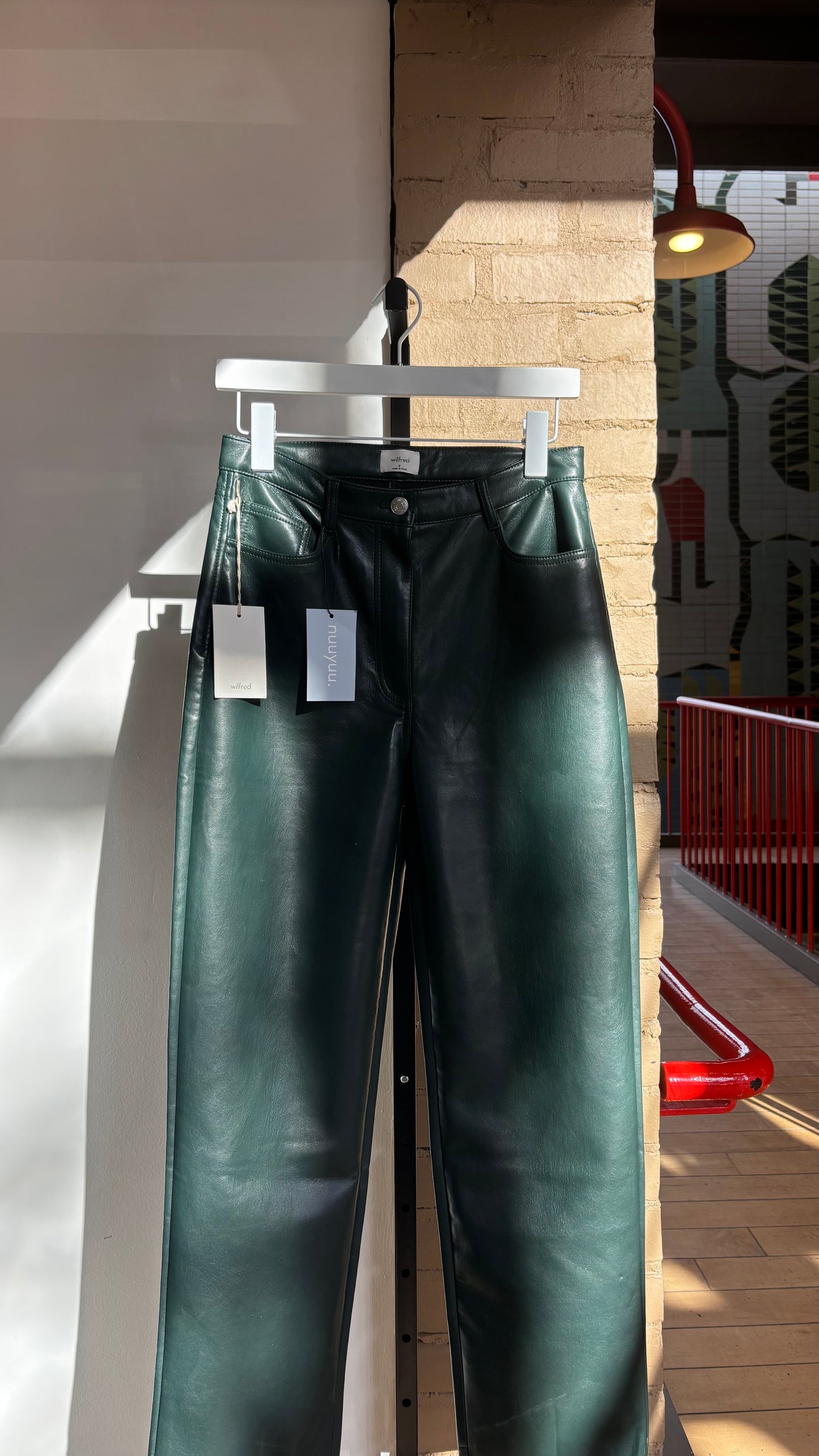 Booth 13 NWT Wilfred Dark Green Leather Pants (6)