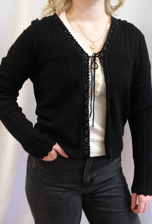 Booth 13 Tie Front Cardigan (L)