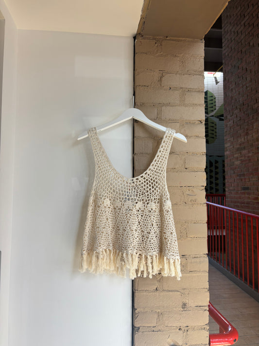 Booth 1 Cream Crochet Tank Anthro/Raga NWT (S)