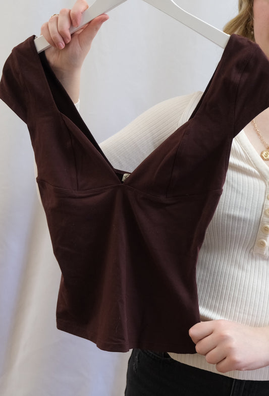 Booth 1 Burgundy Free People V Neck Top (S)