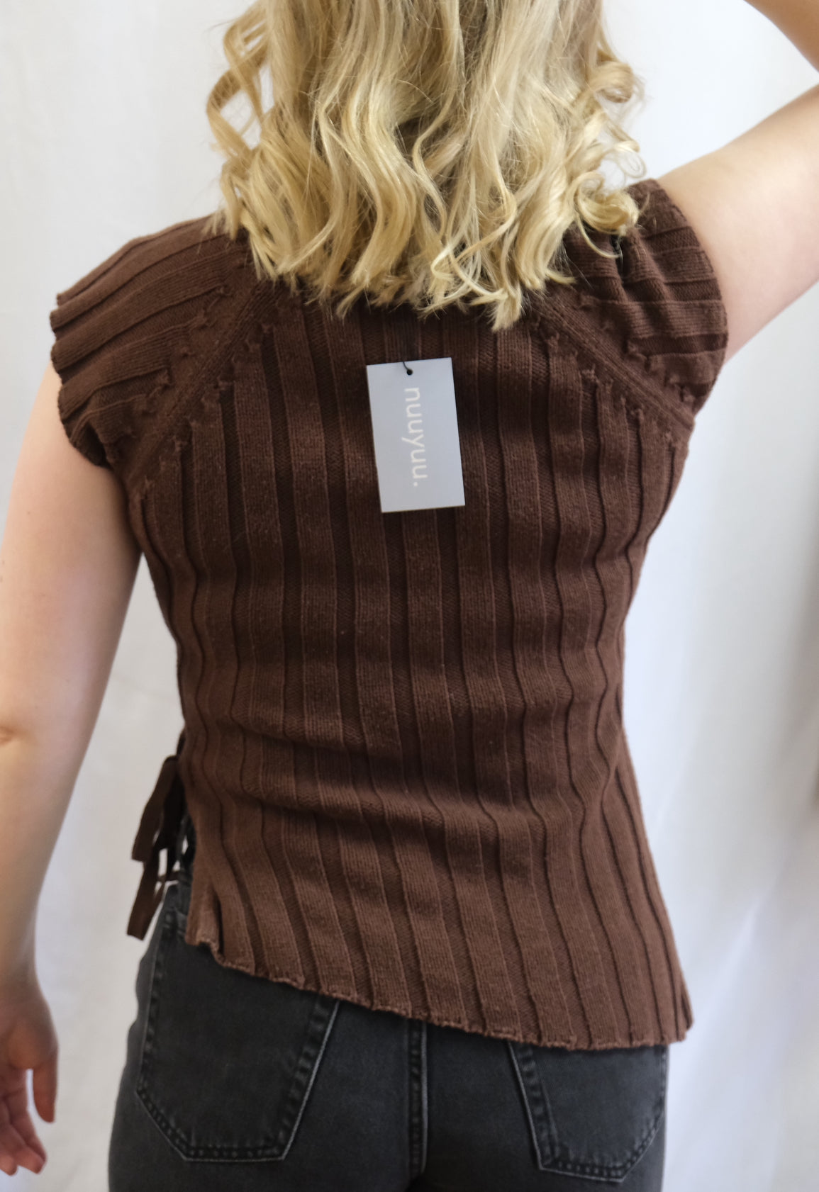 Booth 7 Zara Asymmetrical Brown Knit Sweater Top (S)