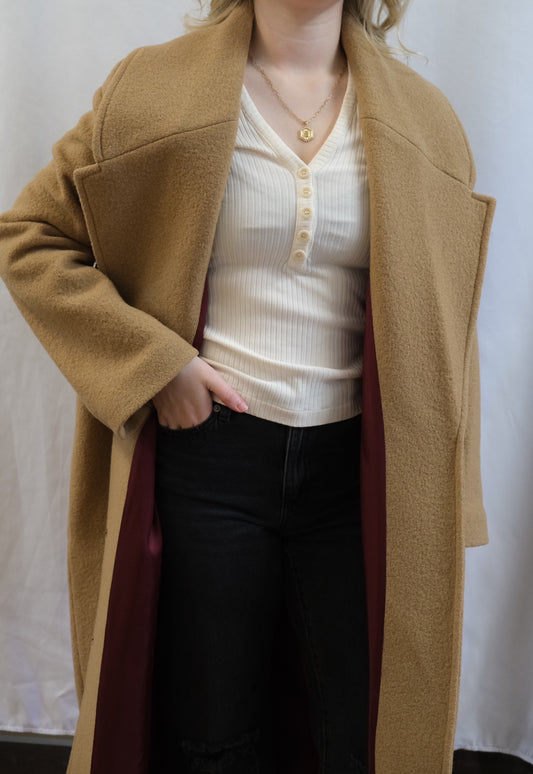 Booth 7 NWT Marcella Virgin Wool "Elizabeth" Coat in Camel Org $395 (L)