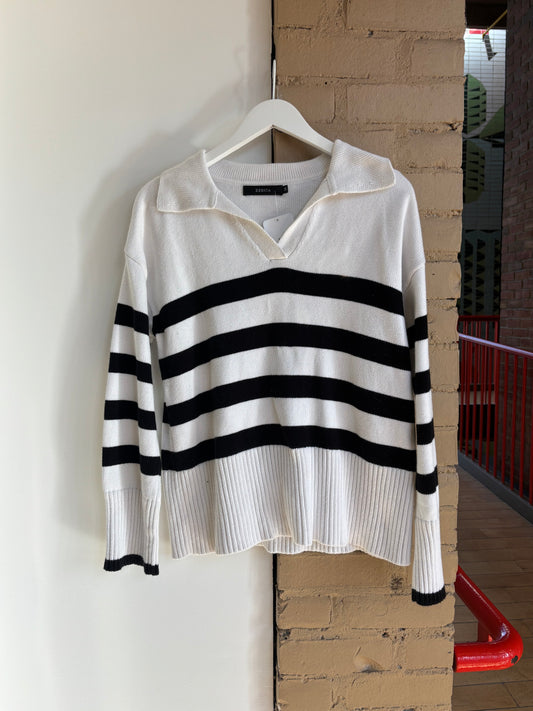 Booth 2 Black and White Striped Sweater (M)